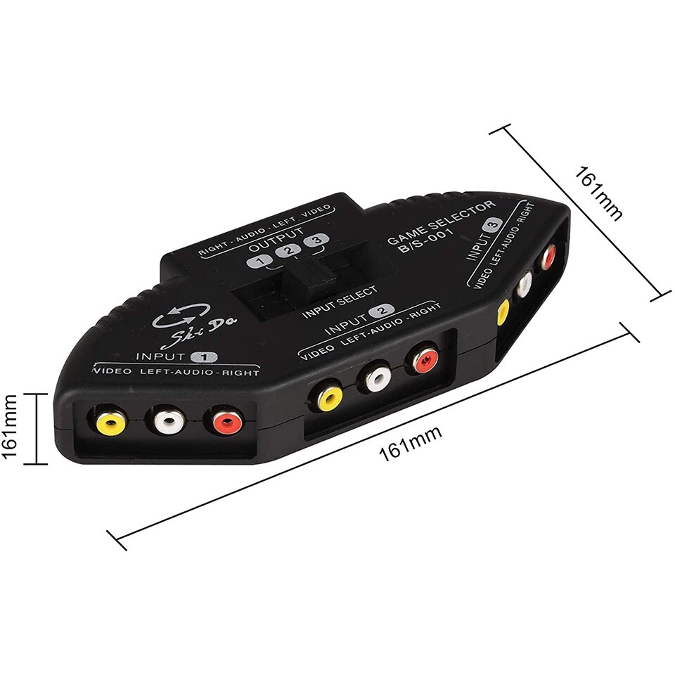 3 in 1 RCA Splitter Audio e Video RCA Switch Box con cavo per il collegamento di 3 dispositivi di segnale RCA a 1 Monitor