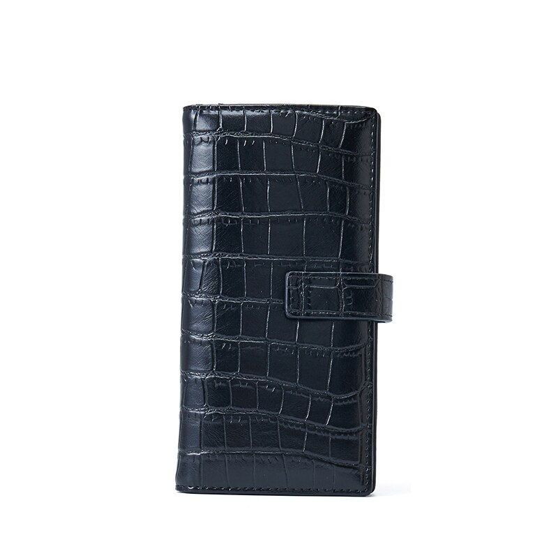 Dunne damesportemonnee met veel afdelingen, carteira dames portemonnee met hasp, lange portemonnees, dames portemonnee met rits, kaarthouder en muntclutch.: Zwart