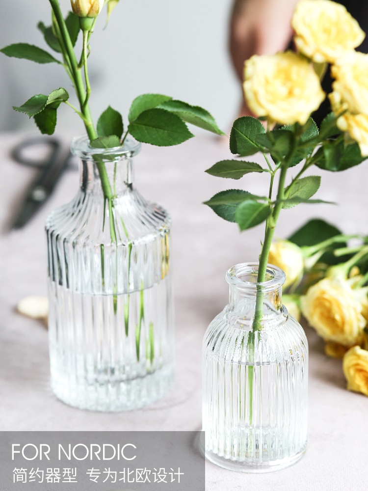 Eenvoudige moderne transparante glazen kleine vazen in vintage mini tafelbloemvaas, decoratieve vazen voor thuisdecoratie, ambachtelijke potten
