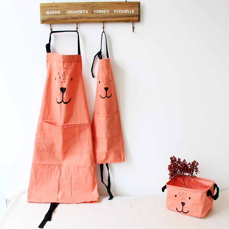 Simple Pattern Sleeveless Kitchen Cooking Apron Cotton Linen Anti-oil Kitchen Cooking Accessory Parent & Child Waterproof Apron