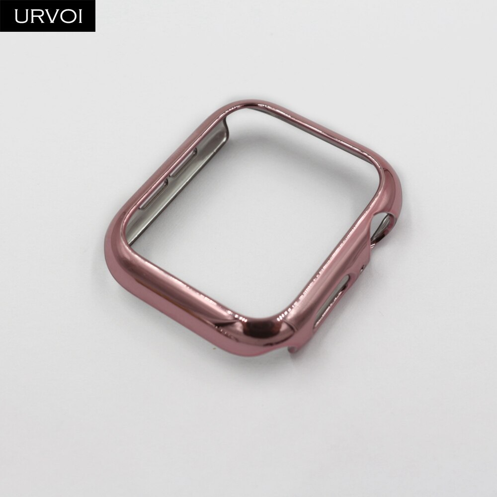 URVOI Del Respingente per Mela guarda serie 4 della copertura di caso per iwatch che placca in plastica telaio sottile in forma custodia ultra-sottile fascia: rosa oro / For 44mm mela watch