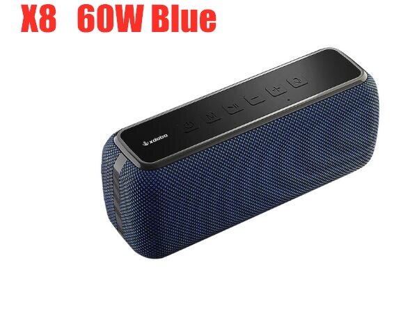 60W bluetooth speaker bass subwoofer IPX5 Waterproof Portable Column Type-c voice assistant speakers Music Center 15H play time: X8 blue