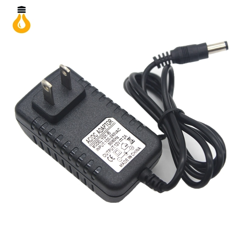 1PCS 12V2A AC 100V-240V Converter Adapter DC 12V 2A 2000mA Power Supply EU Plug 5.5mm x 2.1-2.5mm for LED CCTV