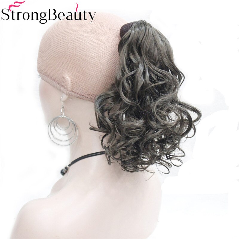 Coleta de pelo rizado, extensión de cabello medio largo sintético de belleza fuerte: 8