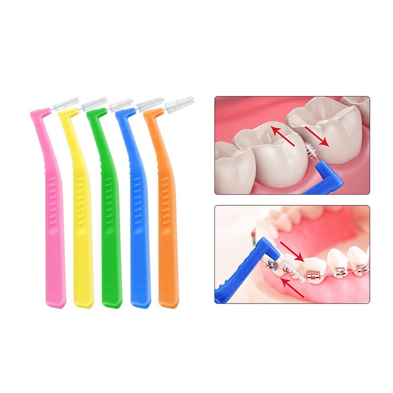 20Pcs L Shape Push-Pull Interdental Brush, Oral Care Teeth Whitening Dental Tooth Pick Tooth Orthodontic Toothpick