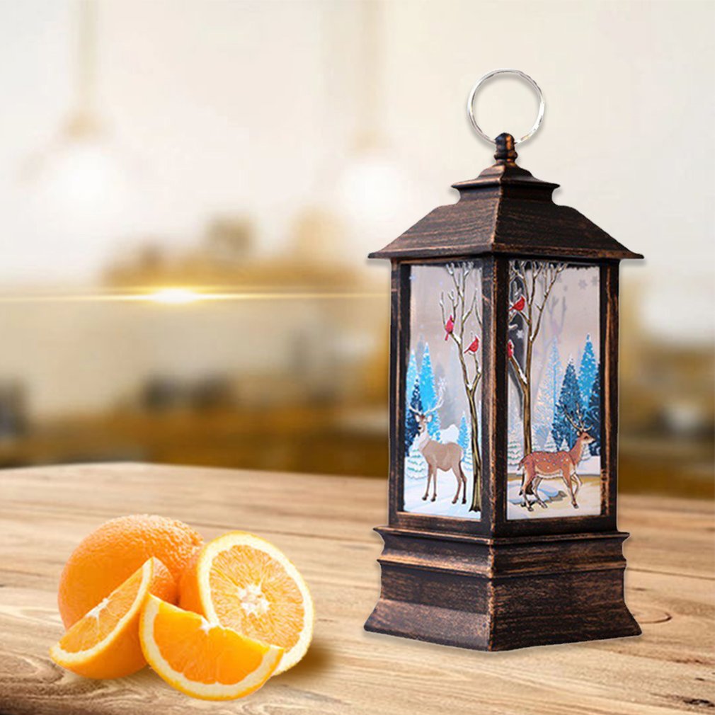 Christmas Lantern Old Man Snowman Elk Retro Hanging Candle Holder Christmas Tree Decoration Christmas Home Decoration