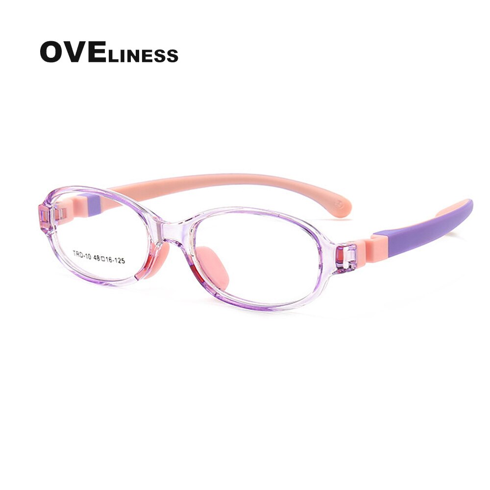 Gafas redondas para niños, lentes ópticas para miopía, montura para niño y niña, gafas graduadas flexibles de silicona para niños: purple