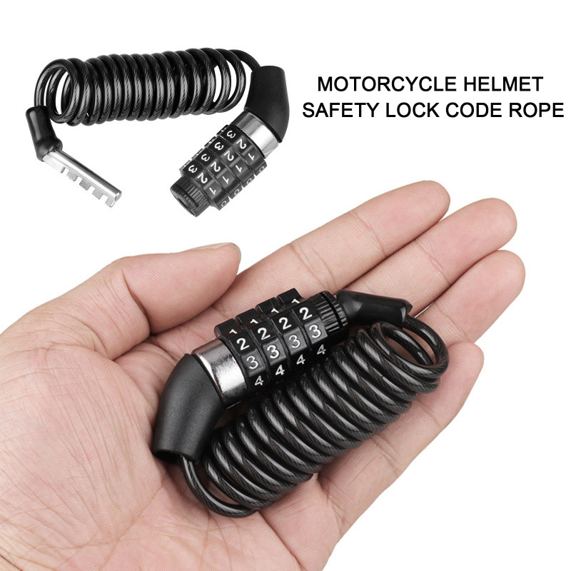 Cadena antirrobo para motocicleta y bicicleta, combinación de contraseña de 4 dígitos, candado para casco, candado de Cable portátil de seguridad, cuerda de alambre duradera