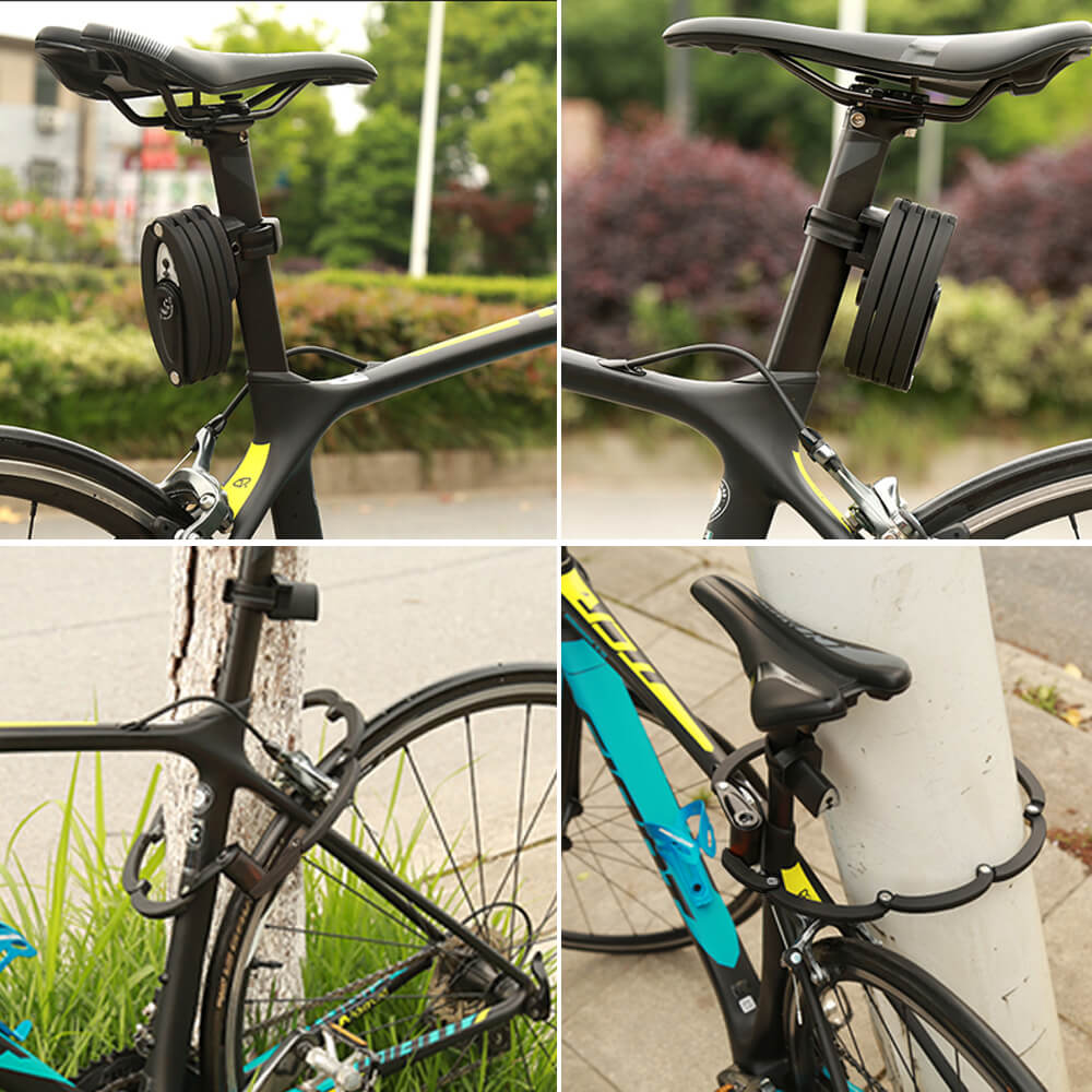 Toptrek Faltschloss mit Halterung Fahrradschloss Schlüssel Lang 85cm 8 Gelenken Fahrradschloß Fahrrad Faltschloß für Mountainbike/Rennrad/BMX/MTB (Schwarz)