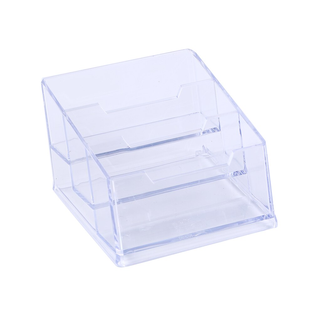 2/3Tier Plastic Desktop Desk Shelf Box Storage Acrylic Business ID Card Desk Stand Holder Display Office School Stationery: 1