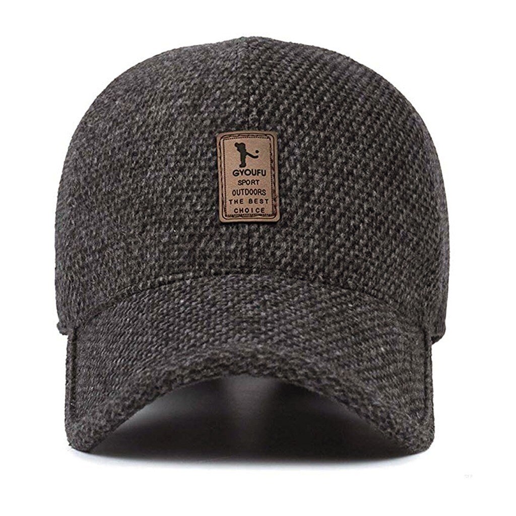 Orejeras para el invierno para hombre, gorro con visera de algodón, adecuado para el invierno, sombreros casuales para correr al aire libre, gorra de Color puro, gorras Snapback # P30