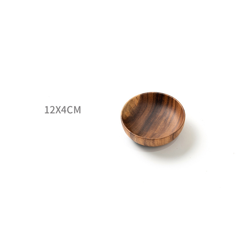 Whole Wood Tableware Unbreakable Lovesickness Wood Circular Solid Wood Pan Plate Fruit Dishes Saucer Tray Dessert Dinner Plate: 12cm