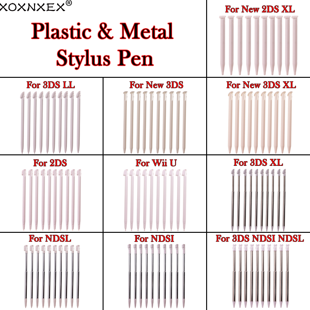 10 stücke Metall Teleskop Stift Stift Kunststoff Stift Touchscreen Stift für Nintendo 2DS 3DS Neue 2DS Neue 3DS XL LL Für NDSL NDSi