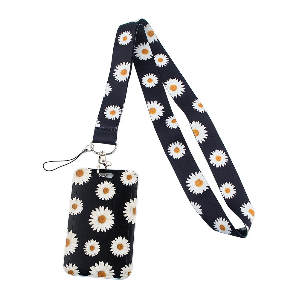 1Pcs Sunflower Lanyard Id Badge Holder Keychain ID Card Pass Gym Mobile Key Rings Nurse Accessories: NO.2