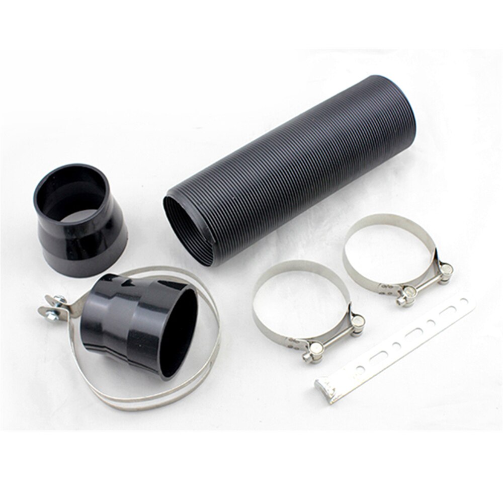 76mm 3" Car Carbon Fiber Induction Air Intake Filter Kit Ram Filter Box Cold Air Intake Bellows System Part with Intake Hose