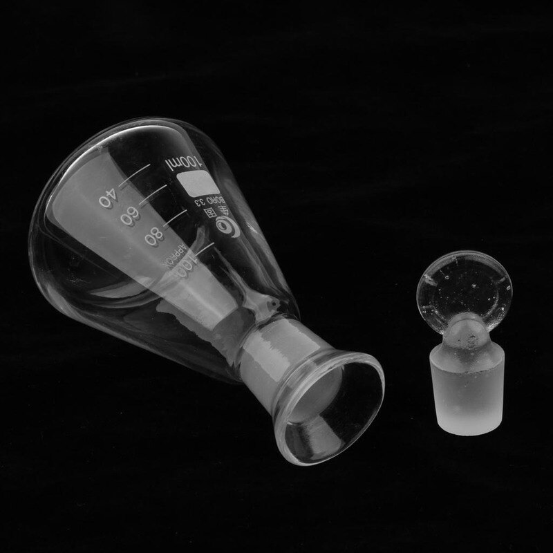 2Pcs Laboratory Borosilicate Glass Narrow Neck Erlenmeyer Conical Flasks With Ground-in Stoppers 50ml/100ml/150ml/250ml