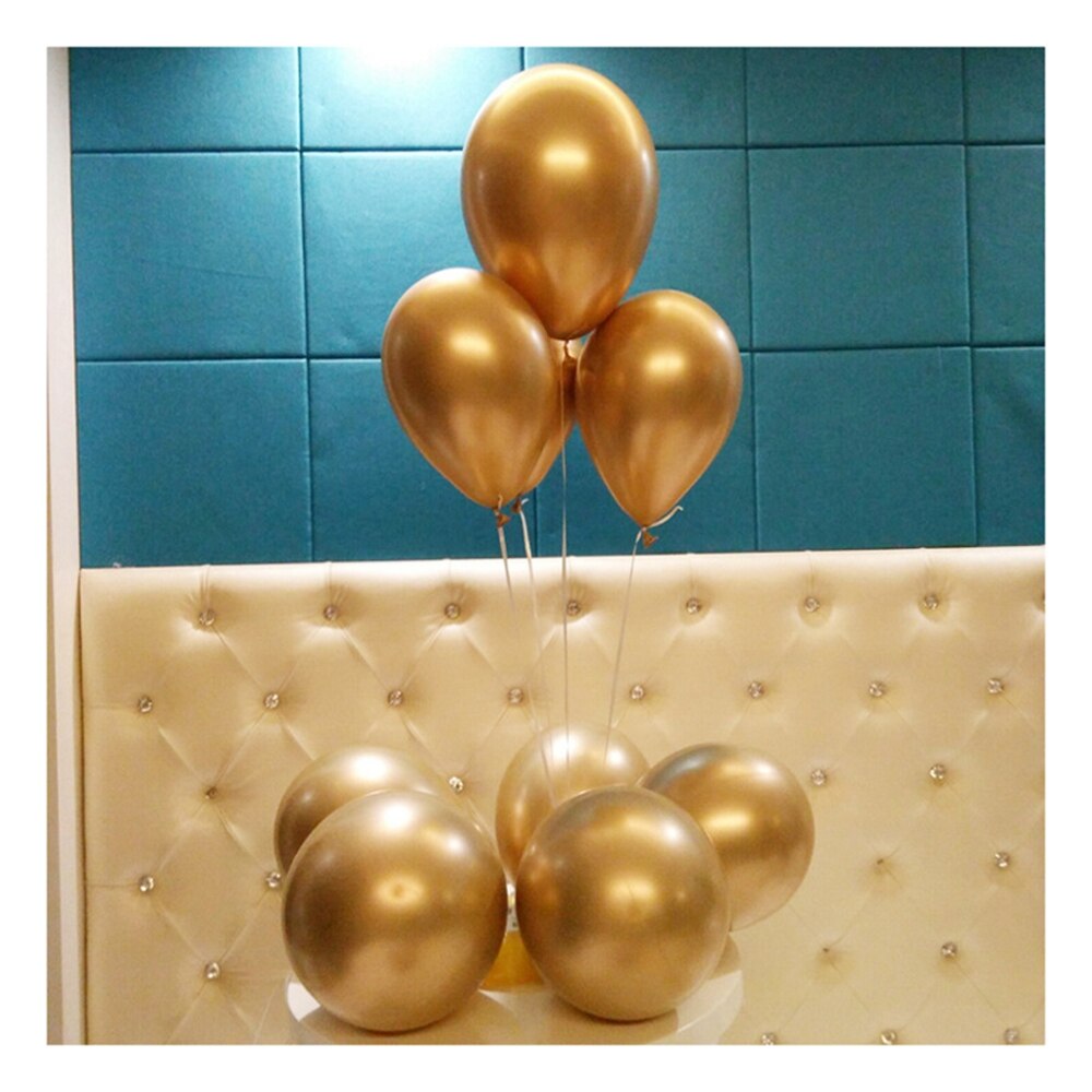 12 '' krom metalliske runde latex balloner guld sølv lyserøde helium balloner til bryllup hotel fødselsdagsfest dekoration 10 stk: Guld sølv 10 stk