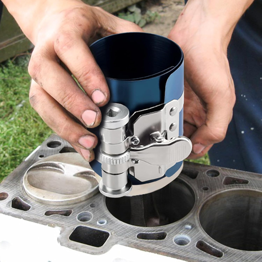 Herramienta de compresor de anillo de pistón de 3 ", herramienta de instalación de anillo de pistón de trinquete ajustable, rango de compresión ajustable, coche de 2 "-6,9"