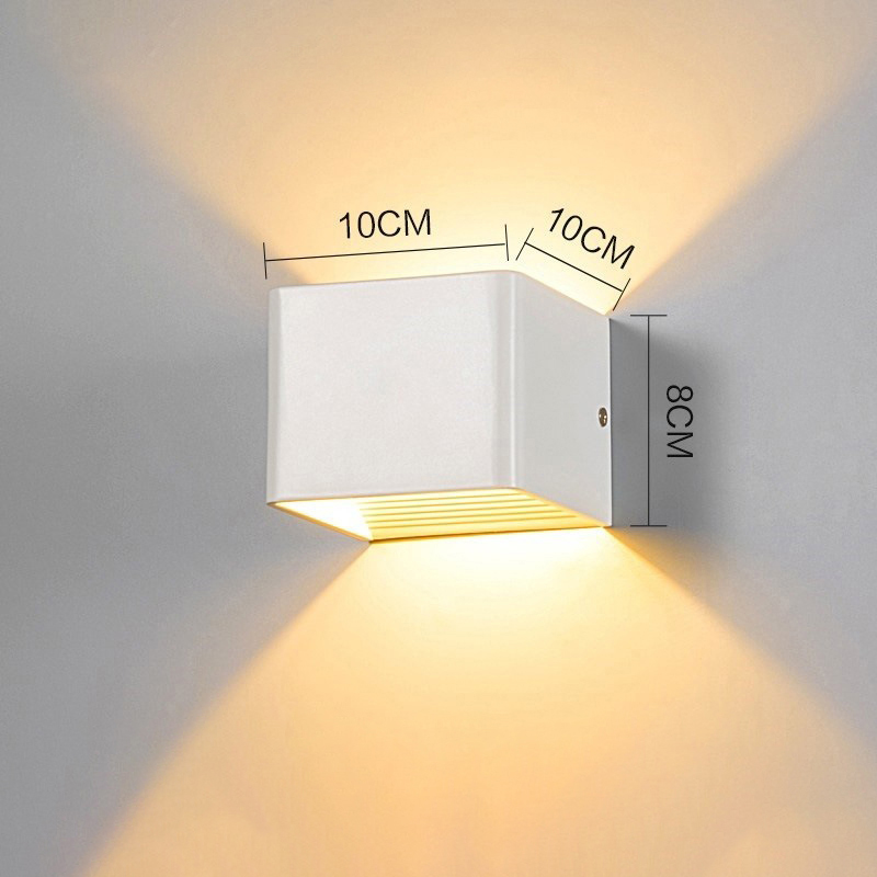 Ich bin Freien wasserdichte Wandleuchte quadratische Lampe Innen Schlafzimmer Wohnzimmer Wandleuchten Außenhof Veranda Lampe Leuchte Beleuchtung: Licht Grau / Warmes Weiß / 4W
