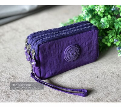 women Korean canvas clutch fabric coin purse female three-layer zipper mobile phone key bag card coin bag medium: 6a