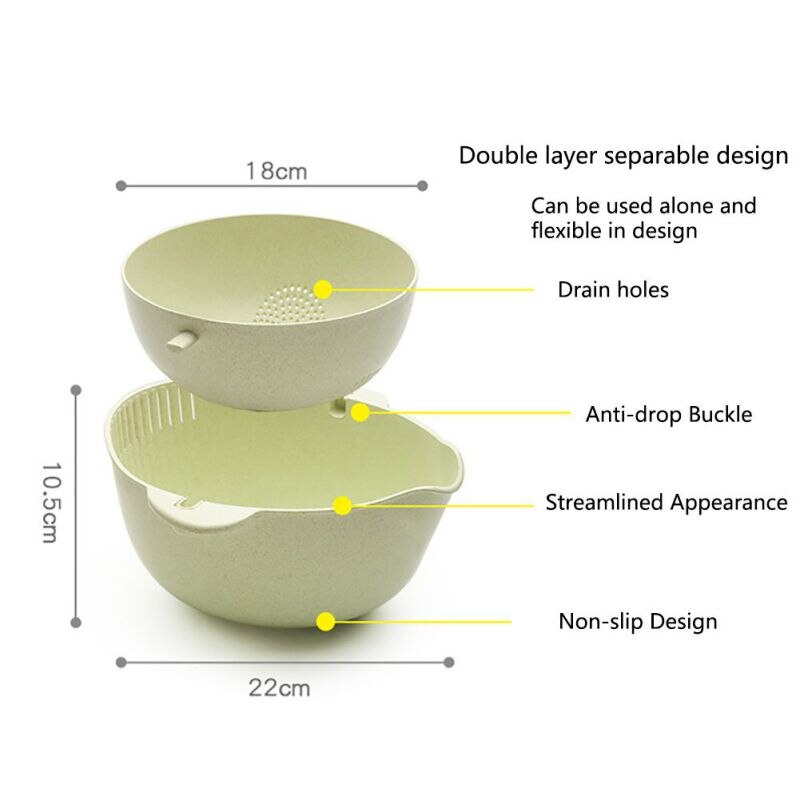 Multicooker Kom Tarwe Dubbele Laag Aftappen Mand Kom Fruit Wastafel Wassen Zeef Kom Zeef Vergiet Keuken Benodigdheden