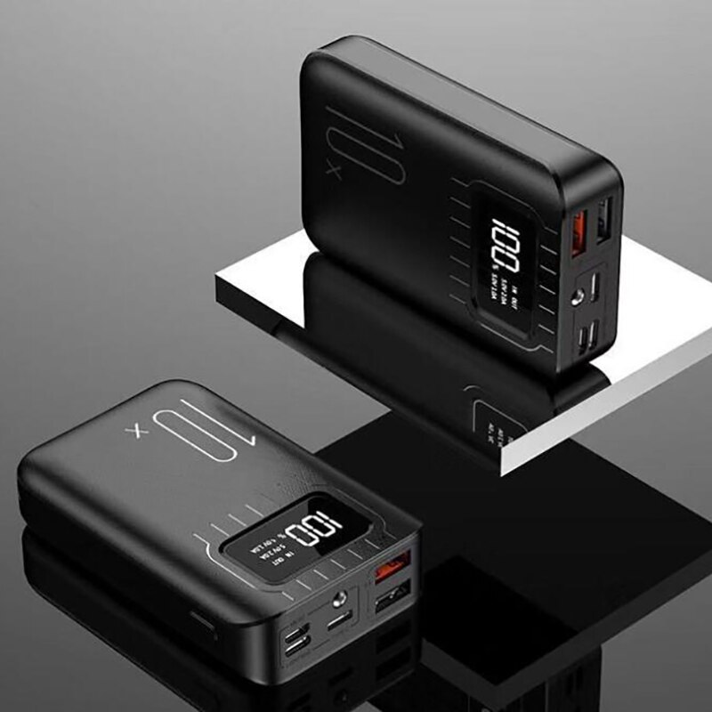 20000mAh Mini Energie Bank 3 Eingangs Tragbare Ladegerät Digital Anzeige Externe Kleine Energie Doppel USB für Iphone Samsung Xiaomi: Schwarz