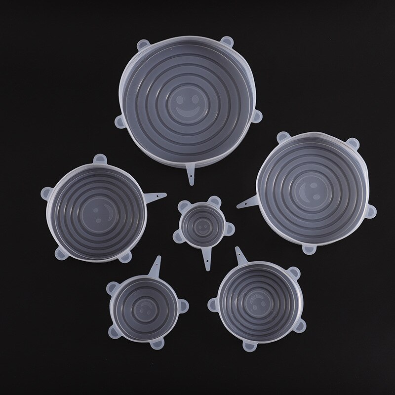 Bubm 6 Pcs Silicone Stretch Deksels Compressie Universele Silicone Stretch Deksels Keuken Accessoires Gebruik Voor Keuken Voedsel: Default Title