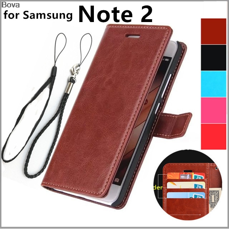 Note 2 card holder cover case for Samsung Galaxy Note 2 N7100 leather phone case ultra thin wallet flip cover Holster