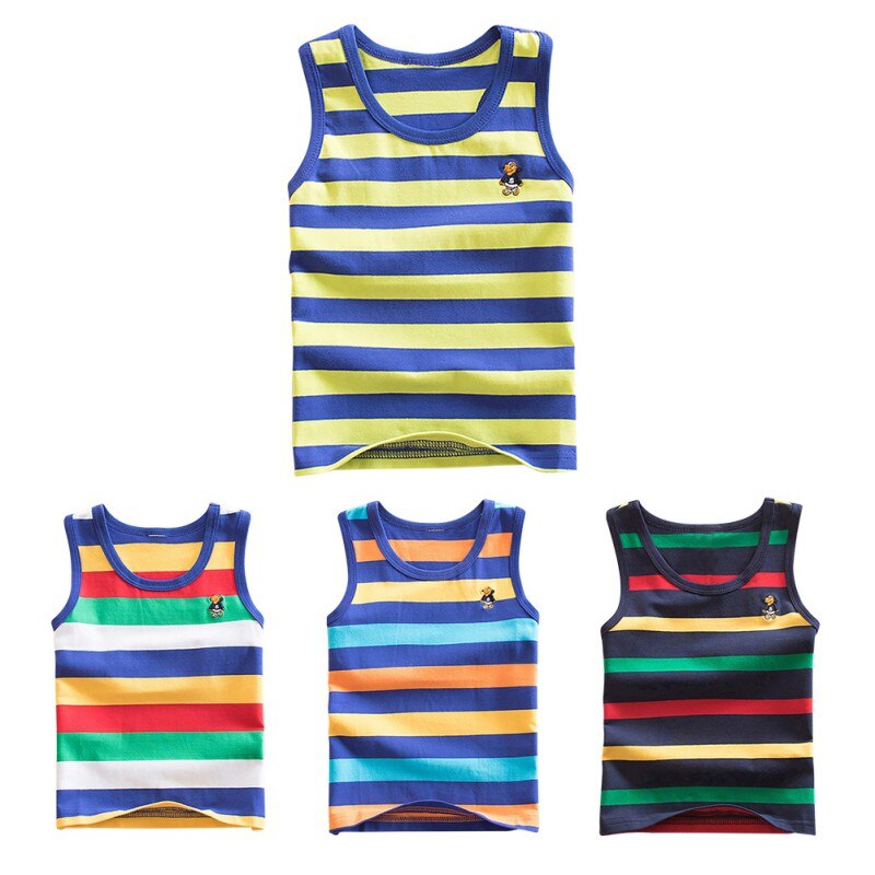 4 rayas niñas niños chaleco tops sin mangas para niña algodón peinado niños chaleco camisolas camisa ropa interior