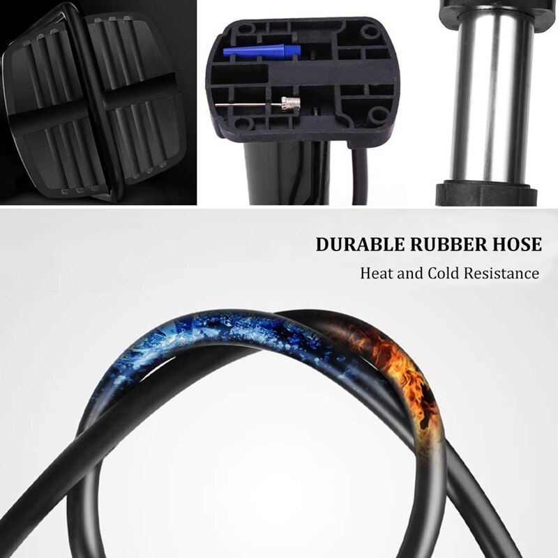 Portable Bike Pump,Tire Pump Fits for Presta and Schrader Valve Gas Needle Bike Floor Pump for Basketballs,Racing Bike