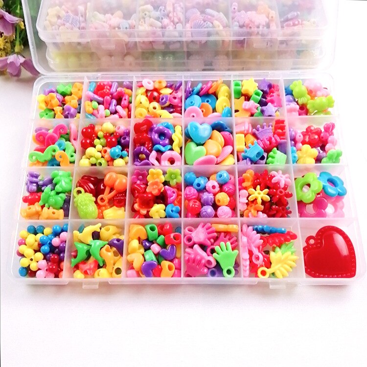 Jouets de perles pour enfants, 24 grilles, puzzle fait à la main, jouets pour filles, Kit Bracelets avec ensemble d&#39;accessoires: 8