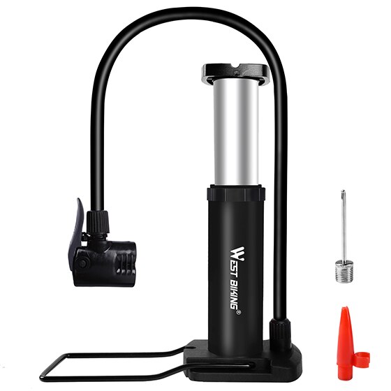 West Fietsen Fiets Pomp Aluminium Mtb Mountainbike Inflator Voet Fietsen Tire Luchtpomp Presta Schraderventiel Fiets Pomp: Black