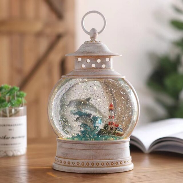 Ballet mermaid angel music box music box eight box crystal ball snow retro birthday put out to send girls: Dolphin