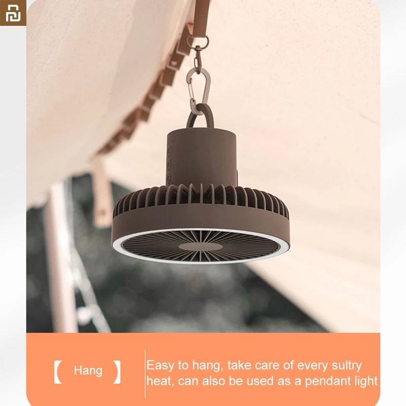 Xiaomi – ventilateur de plafond Portable multifonctionnel, Rechargeable par USB, avec lumière Led, contrôle, pour Camping en plein air, 10000mAh