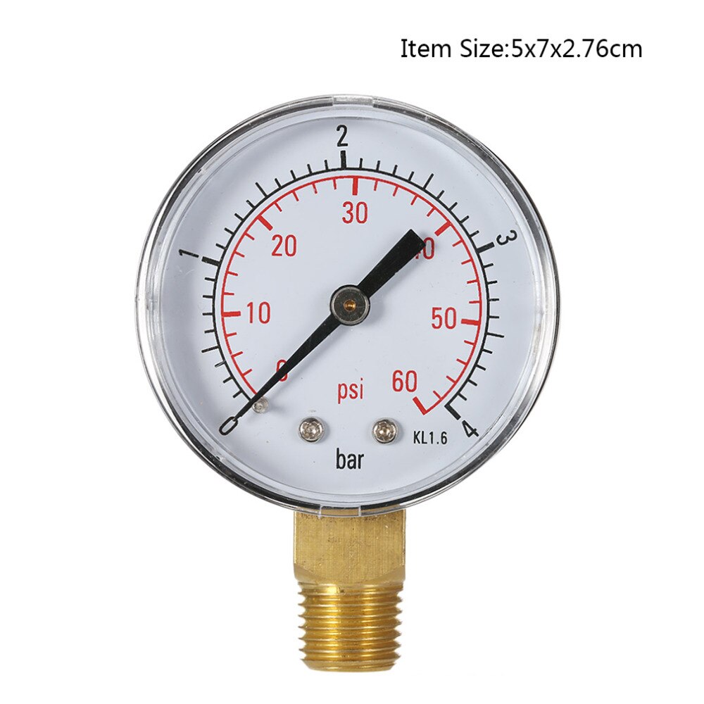 Pool Spa Filter Water Pressure Gauge Mini 0-60 PSI 0-4 Bar Side Mount 1/4 Inch Pipe Thread NPT TS-50