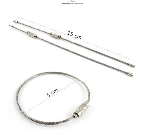 10 stk rustfritt stål metalltråd nøkkelring kabel nøkkelring til utendørs fotturer