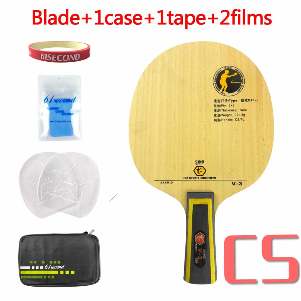 Ritc 729 Vriendschap V-3 (V3, V 3) houten Arylaat-Carbon Off + + Tafeltennis Carbon Blade Voor Pingpong Racket: CS with F 1case