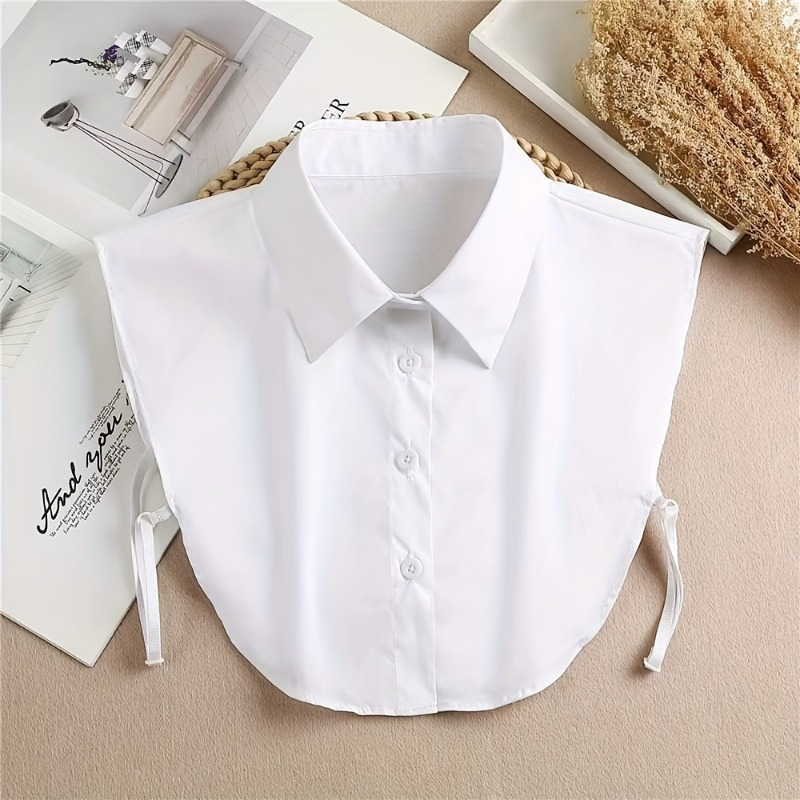 A detachable striped collar shirt vest with a pointed collar to prevent exposure and multifunctional decoration: WHITE