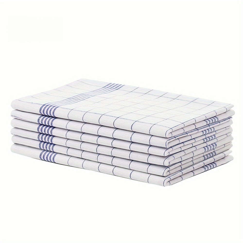 1/5/10pcs Classic Plaid Dish Towel Scouring Pad, Soft Large Size Kitchen Towel, Suitable for Bar and Kitchen Cleaning: Blue / 3pcs