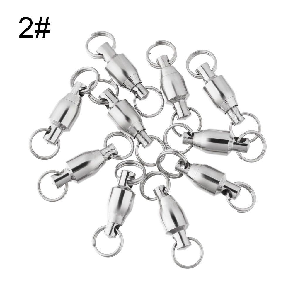 10Pcs Heavy Duty Ball Bearing Barrel Fishing Rolling Swivel Connector Solid Ring Fishing Line Connector Outdoor Fishing Tackle: Orange