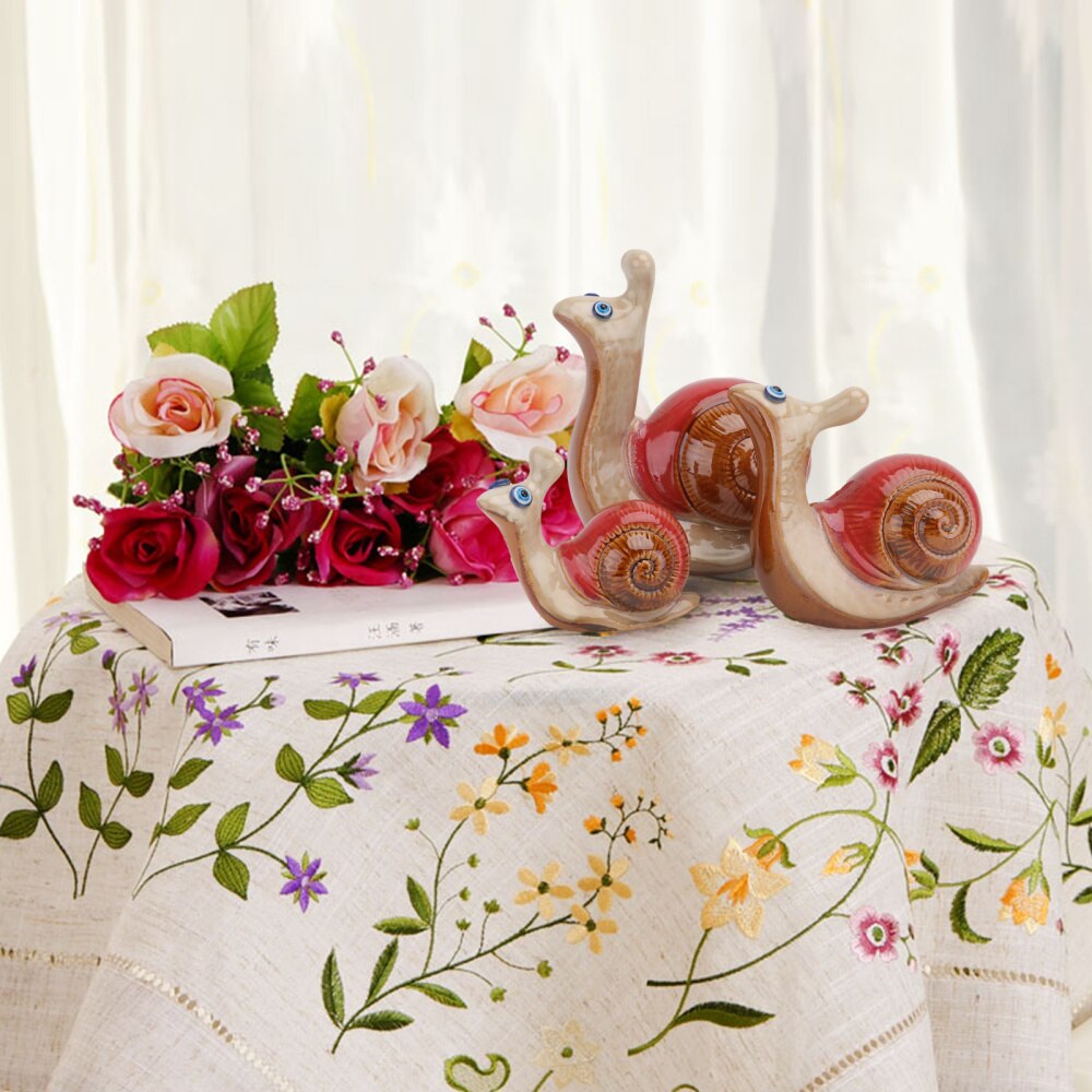 Adorno en forma de caracol para decoración de escritorio, cerámica artesanal, colores surtidos, 3 uds.