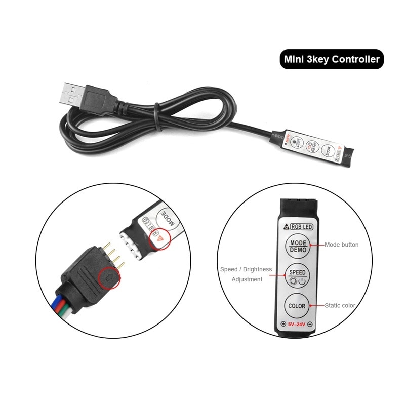 LED RGB Controller 5V 12V 24V USB Rgb Led controller 12v 3 24 44 Key IR RF remote controller for led strip