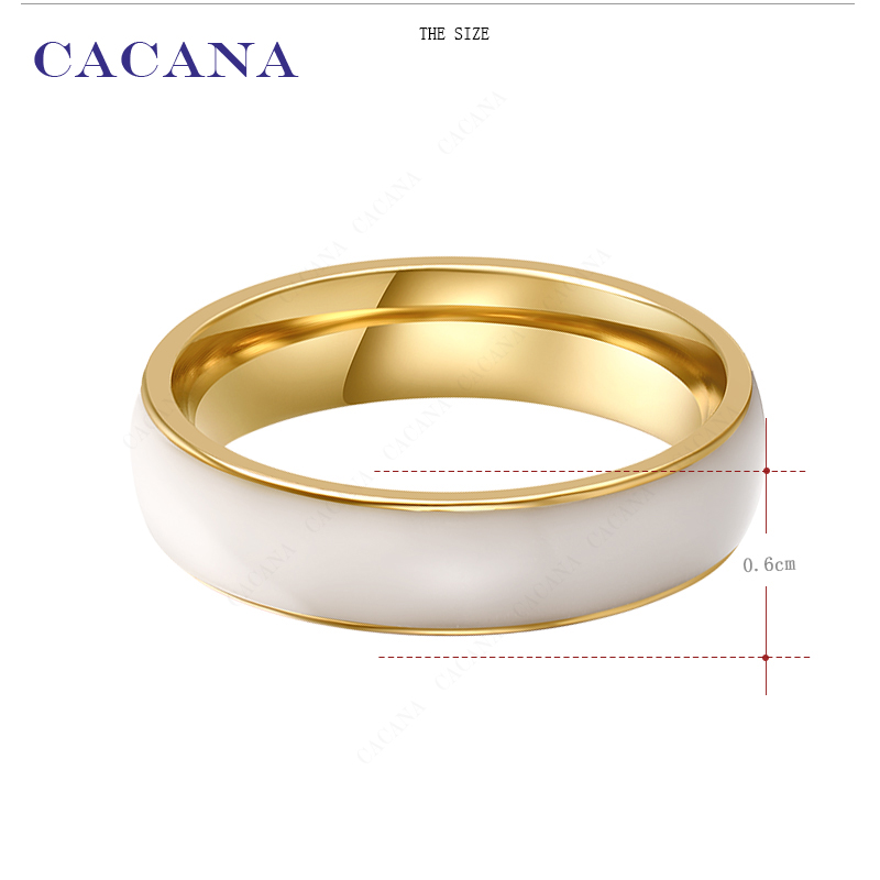 Cacana Rvs Ringen Voor Vrouwen Heldere Keramiek Mode-sieraden Geen. R140 141