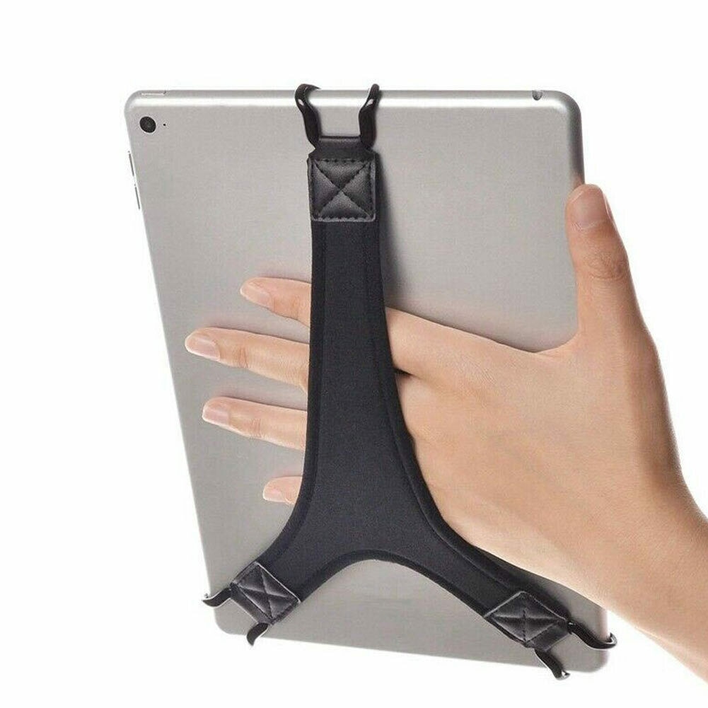 Stable Holder Universal Portable Triangular Fixed One Handed Operation Tablet Hand Strap Safety Practical For IPad Black Elastic