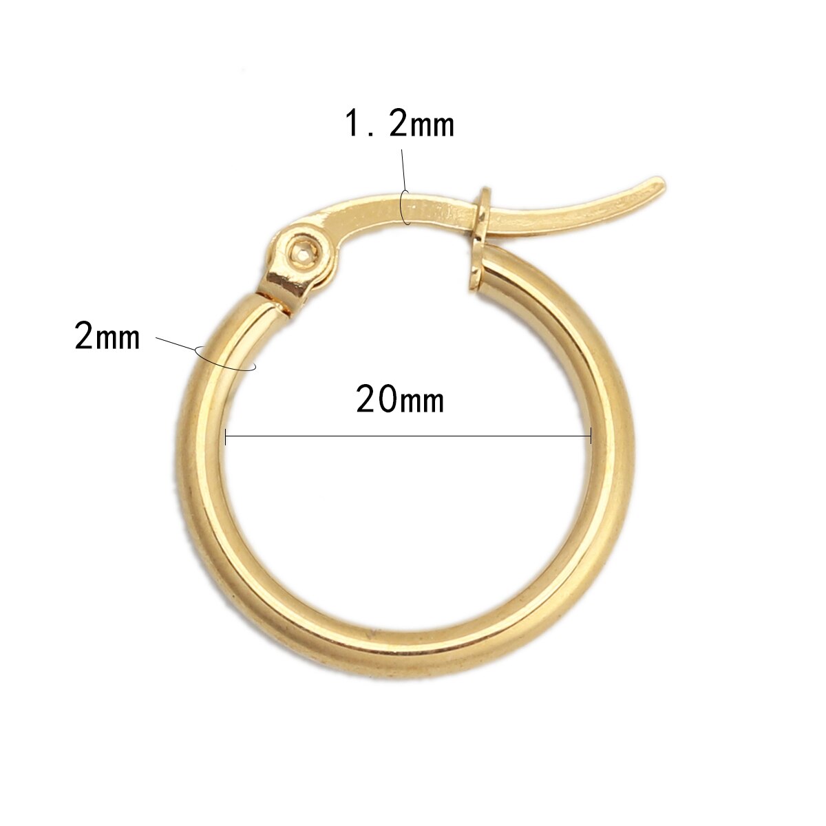 Trend 304 Rvs Oorringen Ronde Goud Kleur Hoops Oorbellen Voor Vrouwen Party Sieraden , 1 Paar