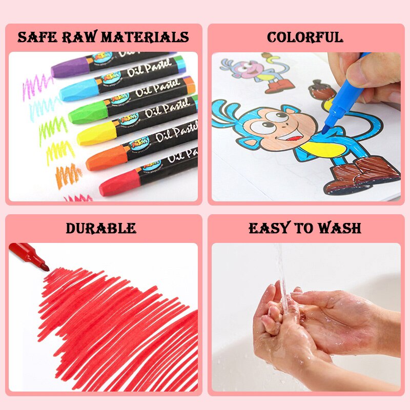 42-208Pcs Kids Draw Set Colored Pencil Crayon Watercolor Pens with Drawing Board Educational Toys Water Painting Art