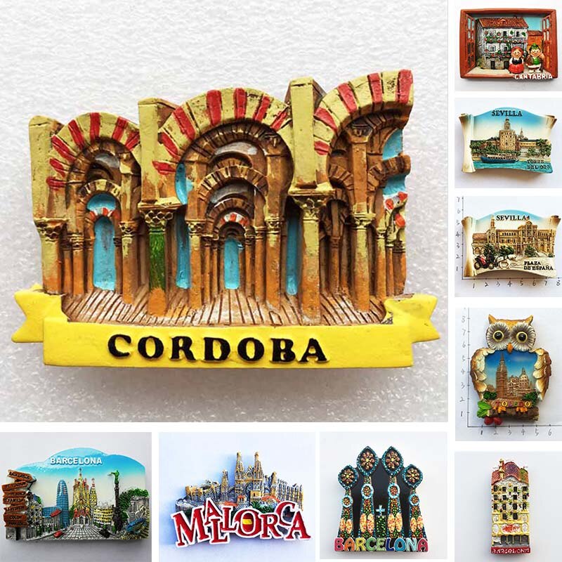 Spanien Kühlschrank Magneten Tourist Souvenir Cordoba Barcelona Mallorca Sevilla Cantabria Reise Magnetische Kühlschrank Aufkleber
