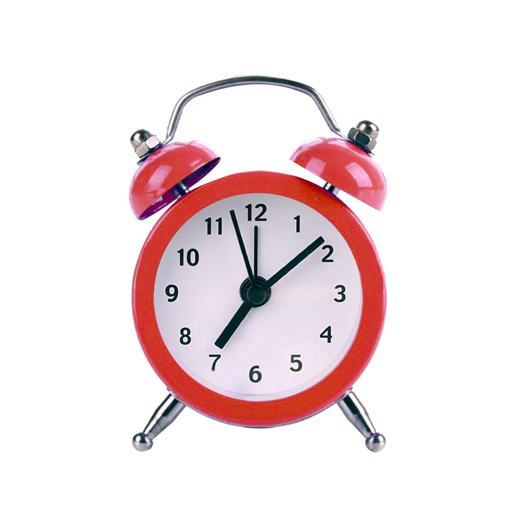 Mini Alarm Clock Electronic Round Number Double Bell Desk Table Digital Clock Round Alarm Retro Bedside Clocks: red 