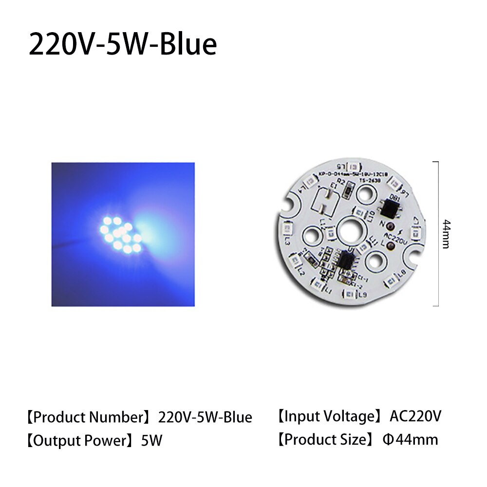 Puce LED 220V, lumière bleue et verte, 5W, linéaire, USB-HID, Pcb haute tension, panneau Source de lumière couleur, 2835 SMD