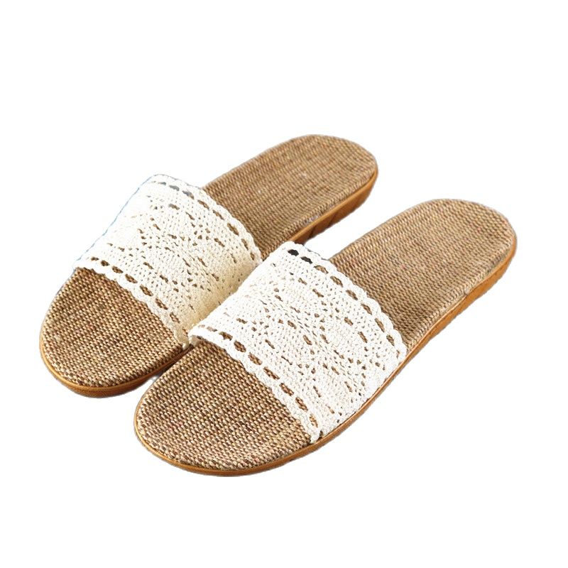 Suihyung mulher chinelos de linho 2021 novo verão cinto de renda sapatos interiores macio antiderrapante flip flops senhoras casual slides sandálias de linho